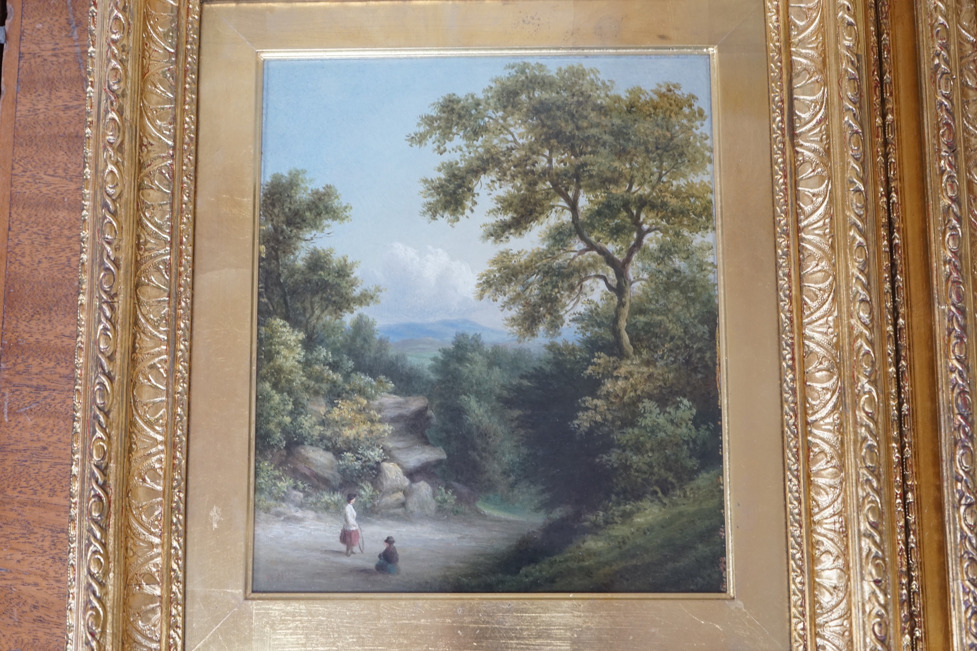 William Ward Gill (1823-1894), pair of oils on board, Children on country lanes, signed, 24 x 20cm